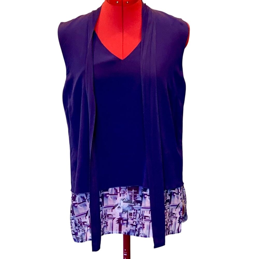 Disney Kingdom Couture Blue Silk Sleeveless Blouse – Size Medium